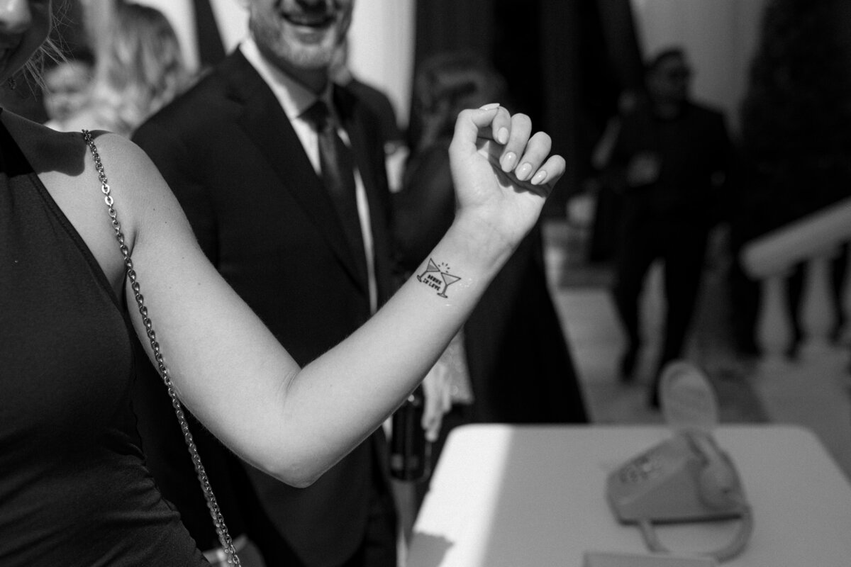Temporary tattoos during cocktail hour at La Casa Toscana
