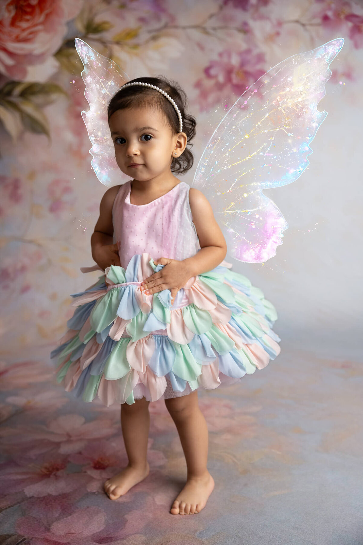 young girl with fairy wings for photoshoot by lv photo haus
