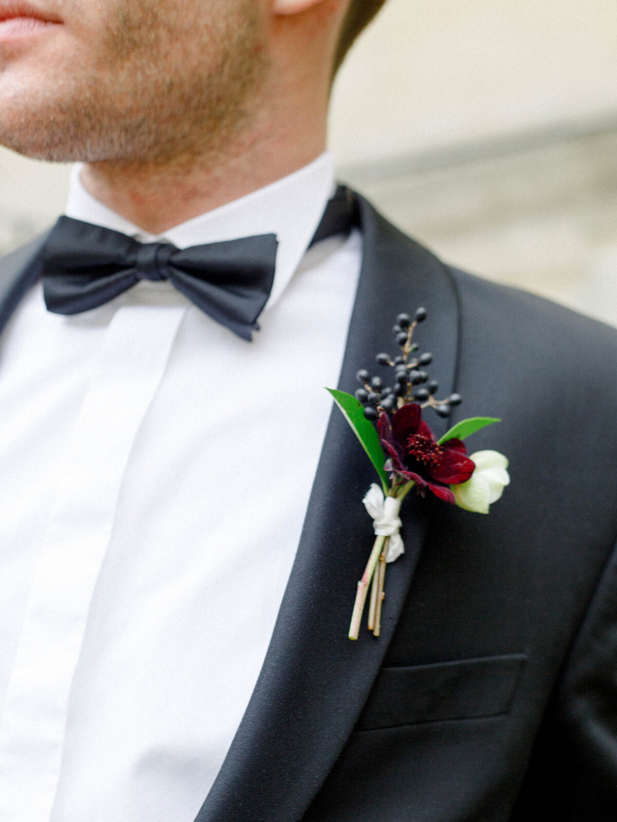 Groom in black tie