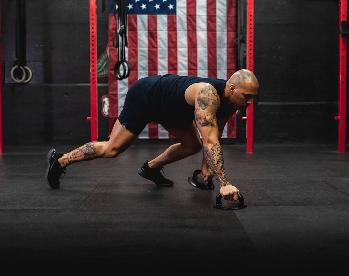 Man working out in Crossfit Gym San Diego using FXBellz