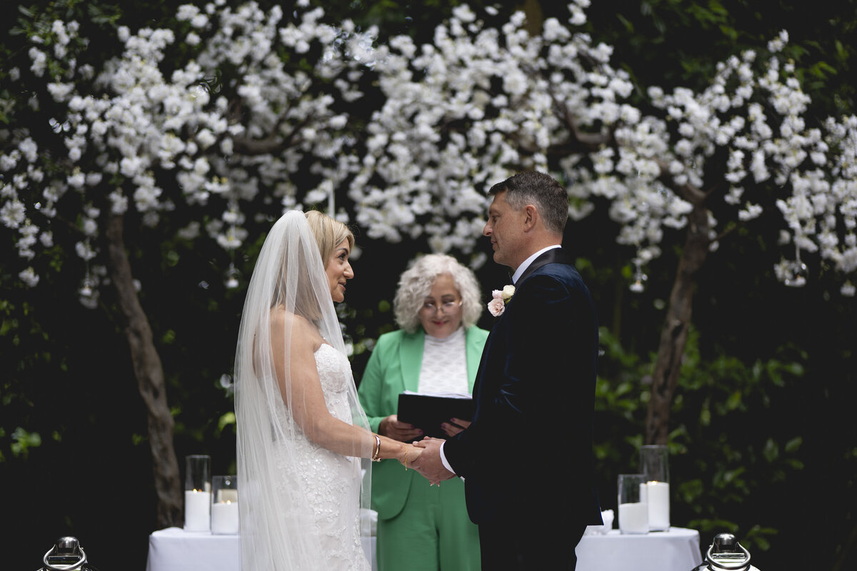 Jill and Chris in their outdoor ceremony