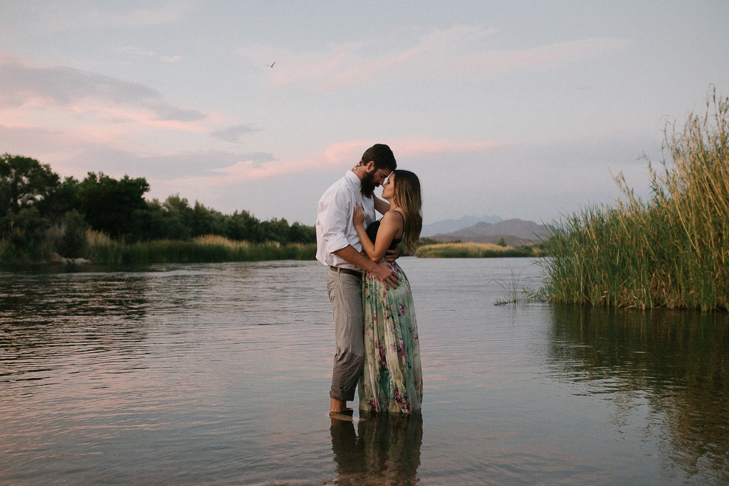 An in love couple during their adventure engagement session in Phoenix Arizona