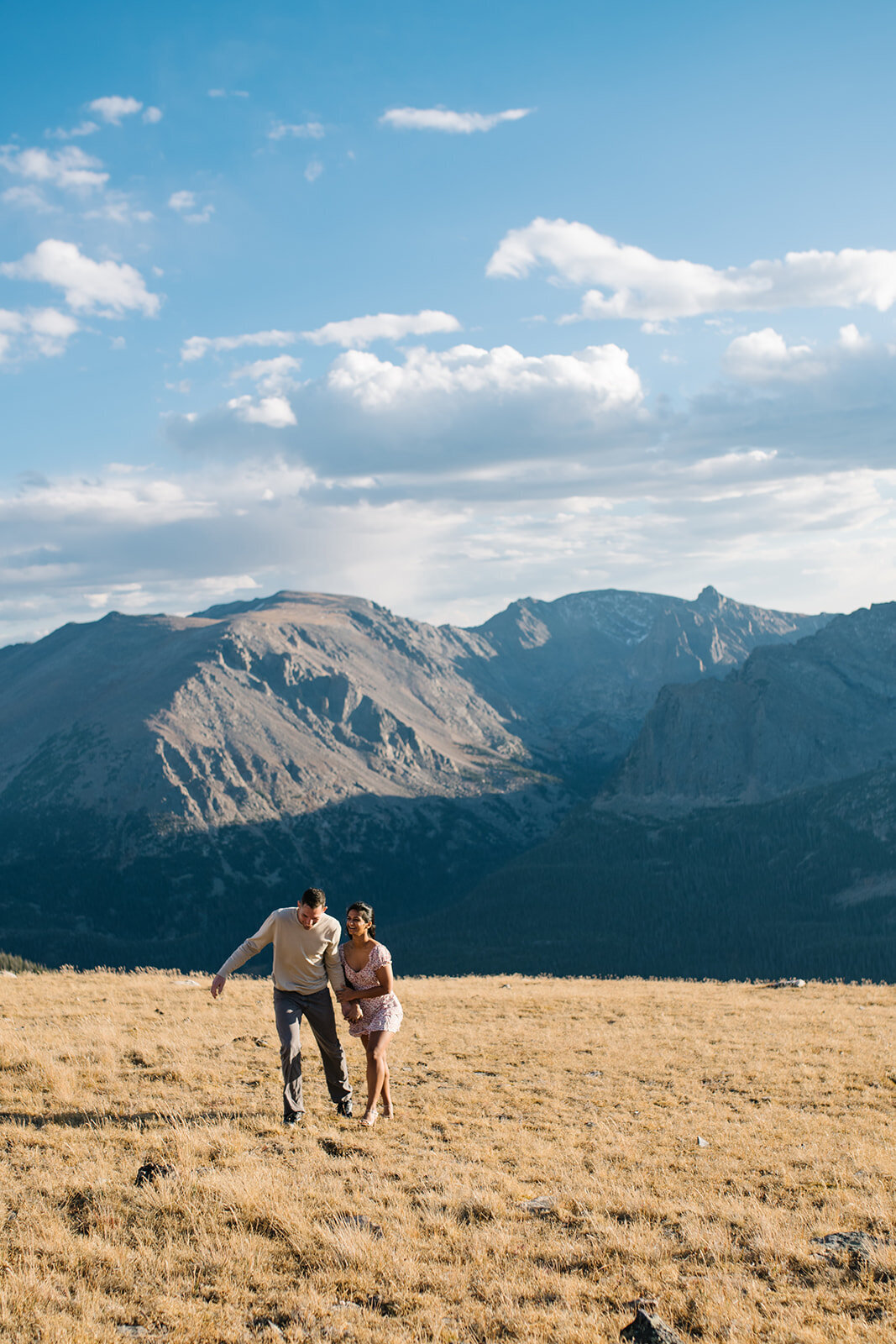 Denver engagement photographer capturing couple hiking in the mountains