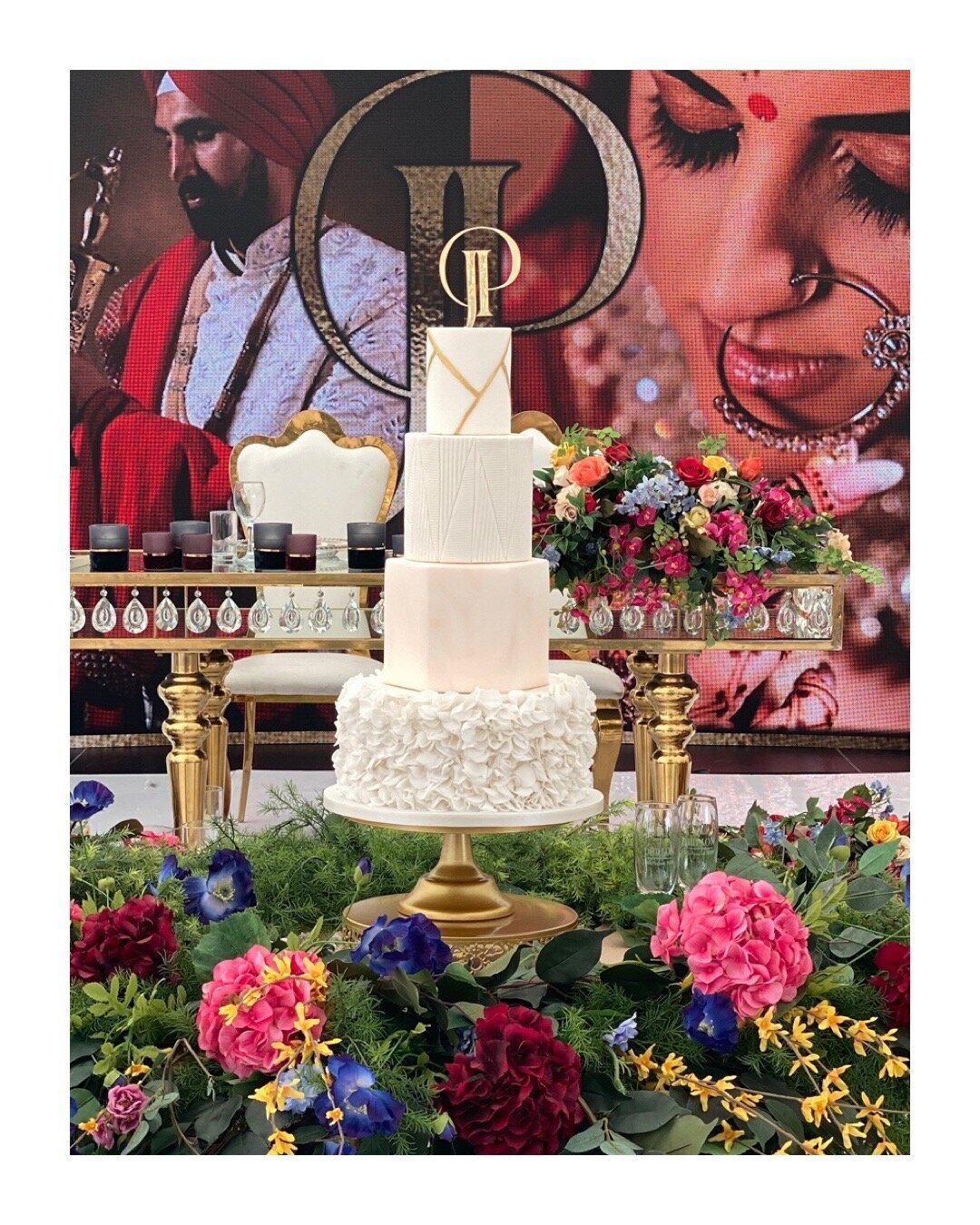 4 tier ruffled wedding cake