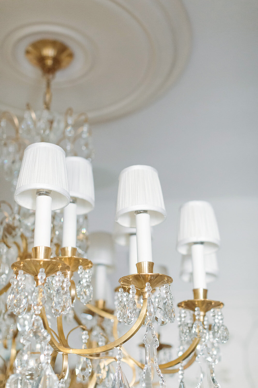 Crystal Chandelier with Pleated Shades