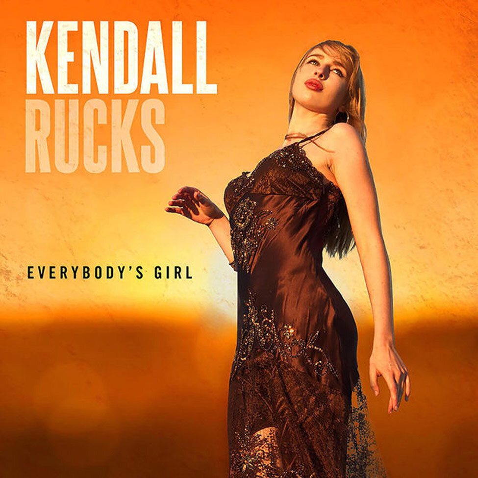 Single Cover Lake Los Angeles Title Everybodys Girl Artist Kendall Rucks standing with back arched in embroidered dress against orange background