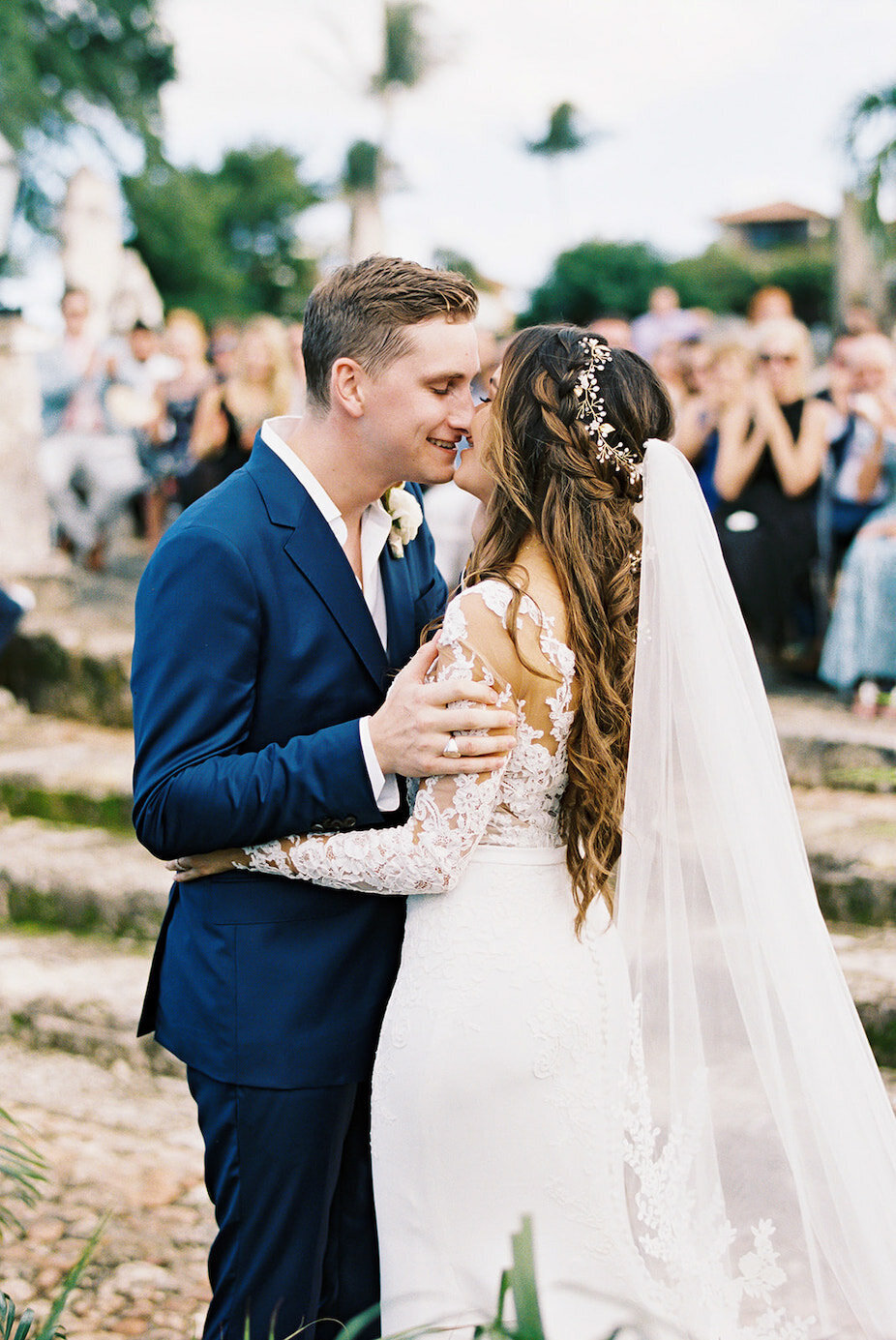 Bride and groom portrait after destination wedding ceremony