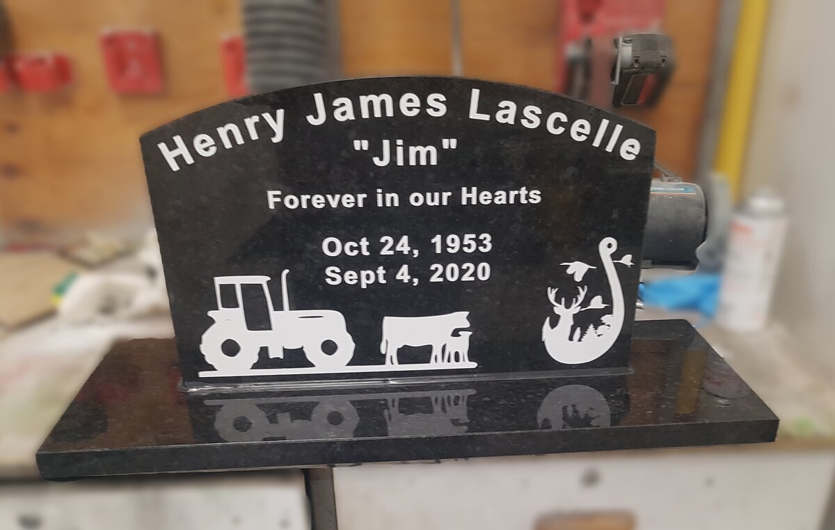 Lascelle Saskatchewan Farmer Custom Headstone Design Farming Monument