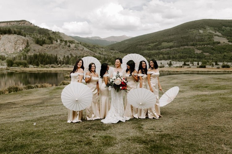 Bride and bridal party at a Chinese Fusion celebration