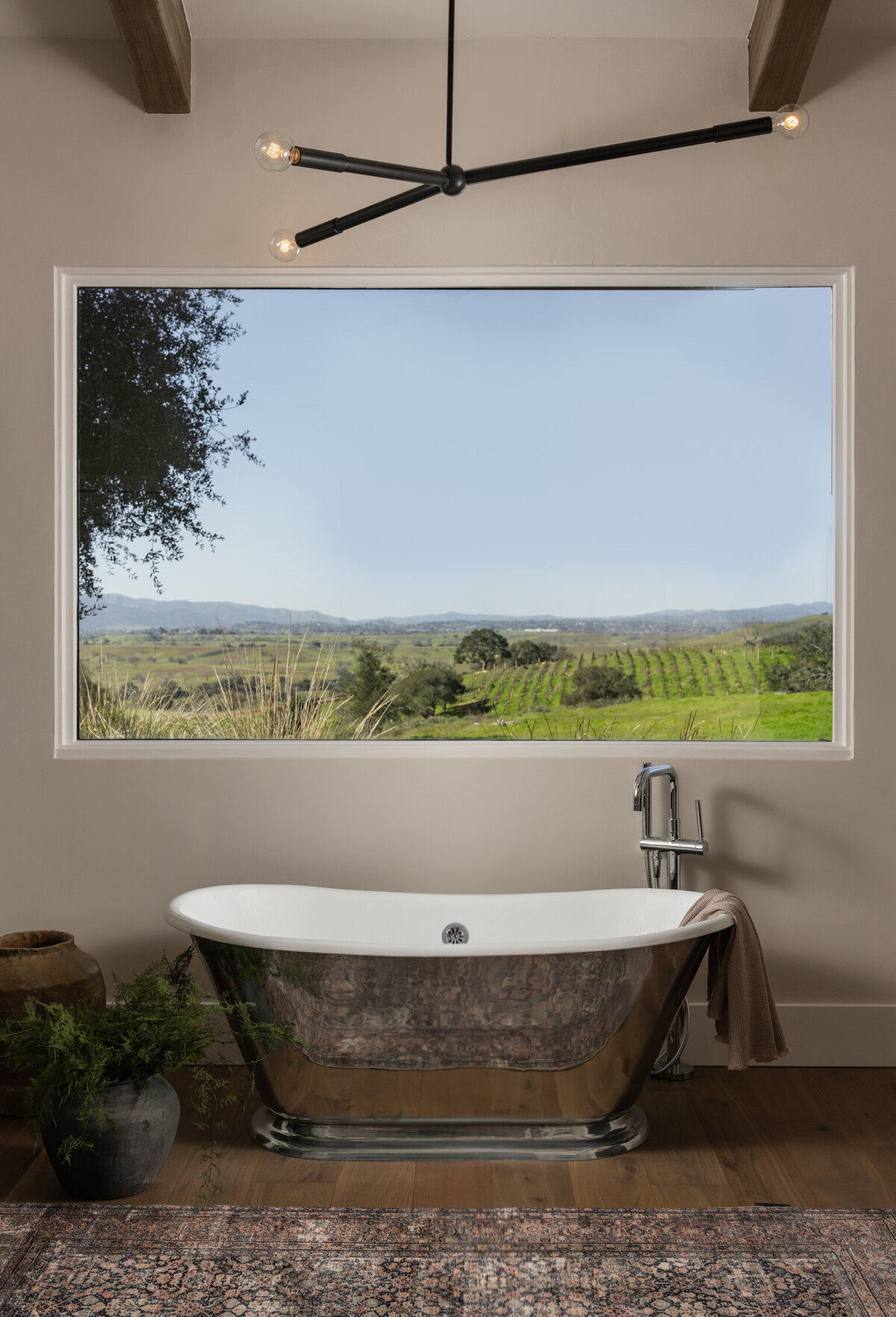 bath tub by window