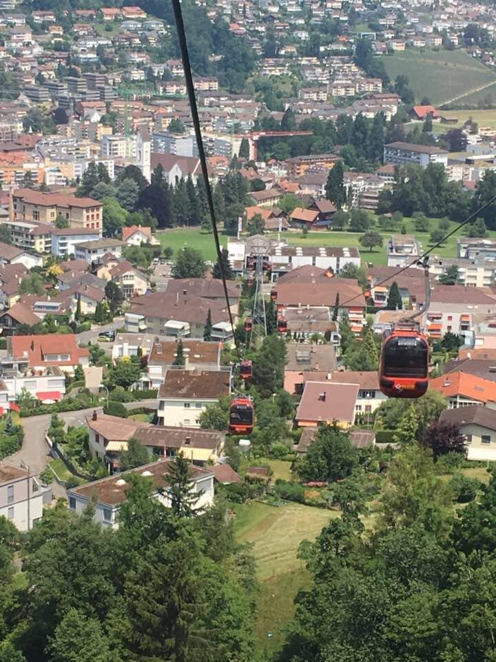 Gondolas suspended in air at Mount Pilatus
