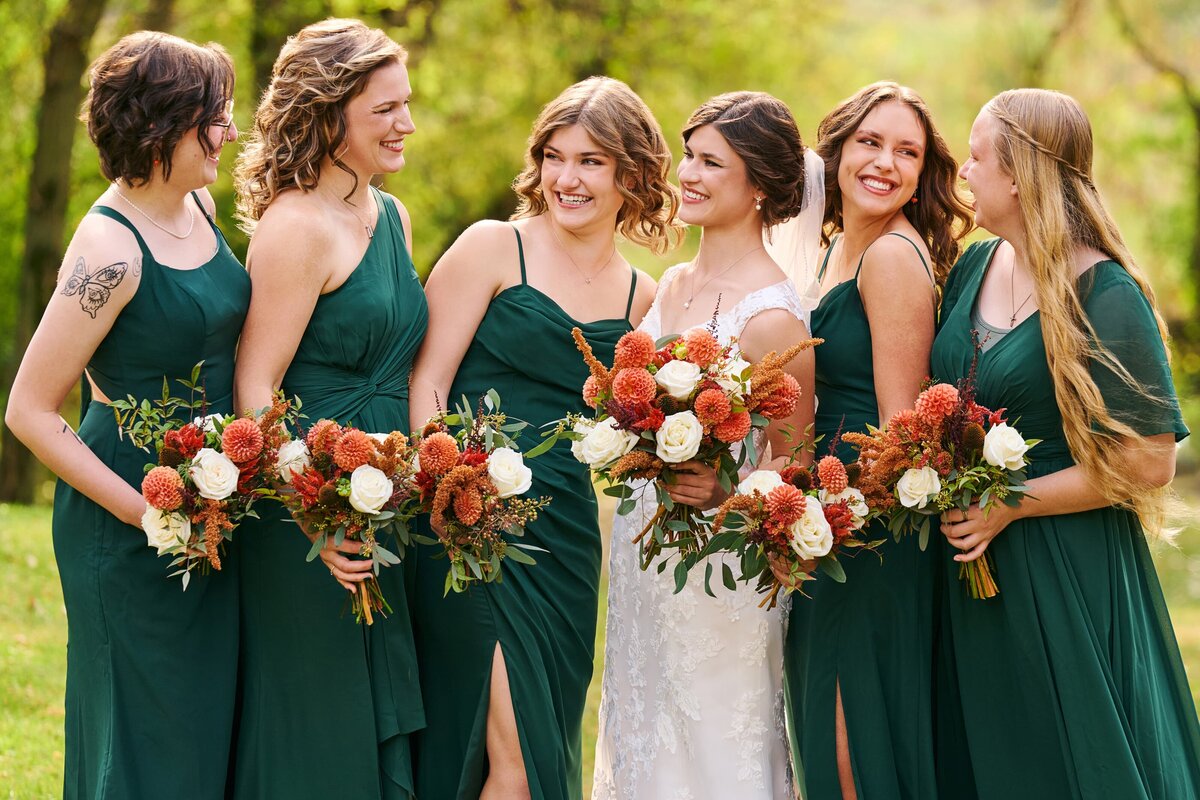 Bridesmaids laughing together