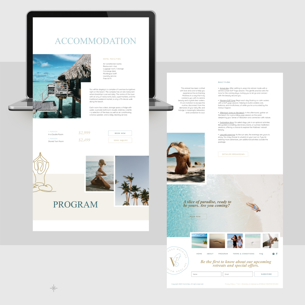 Design of a beautiful website for a yoga retreat