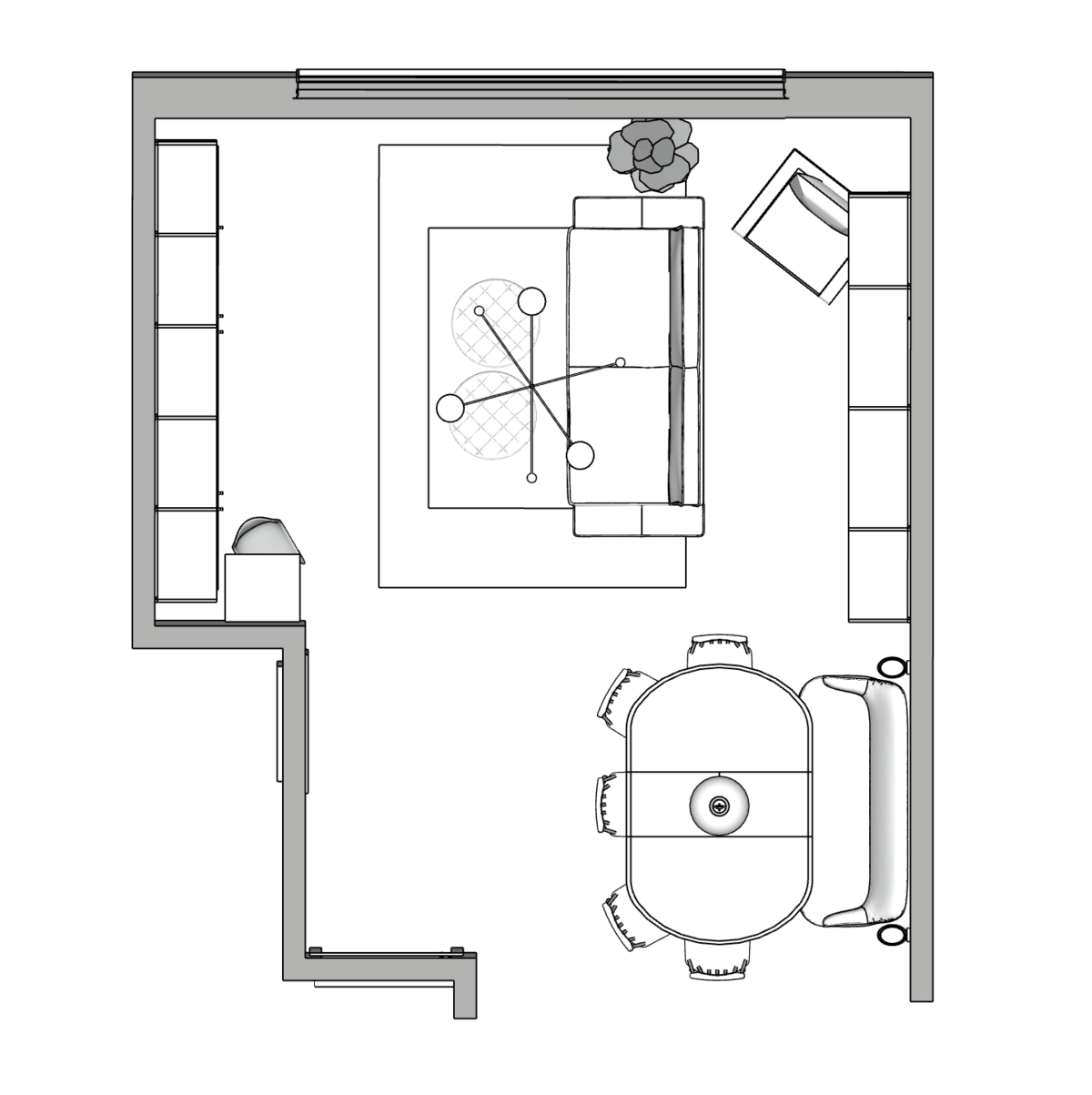 combined living and dining room floorplan