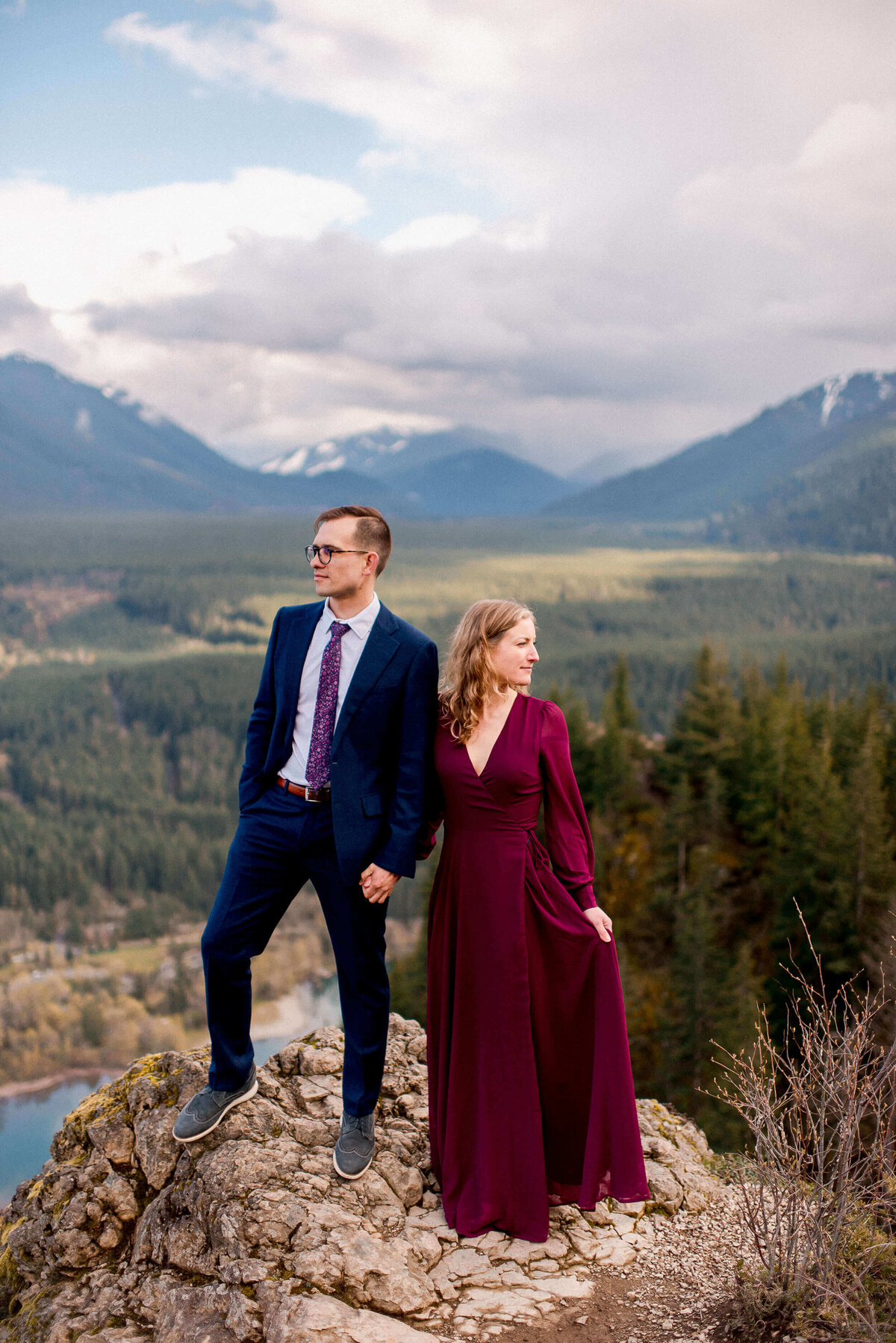Engaged couple in Washington State.