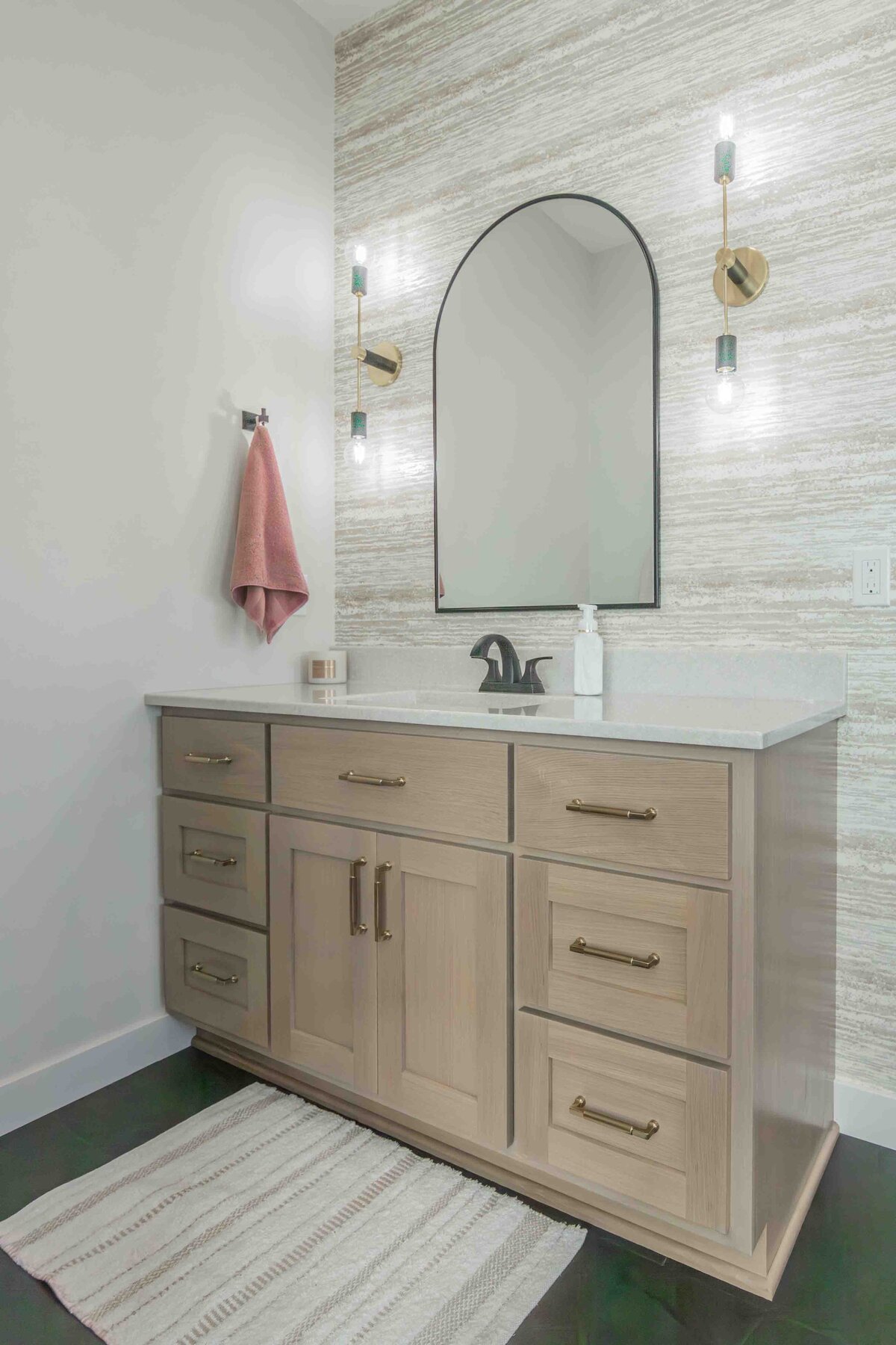 wood cabinets and sink