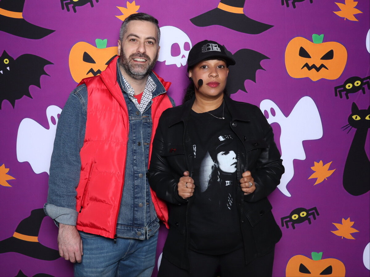 Halloween Photo Booth Couple in Costumes