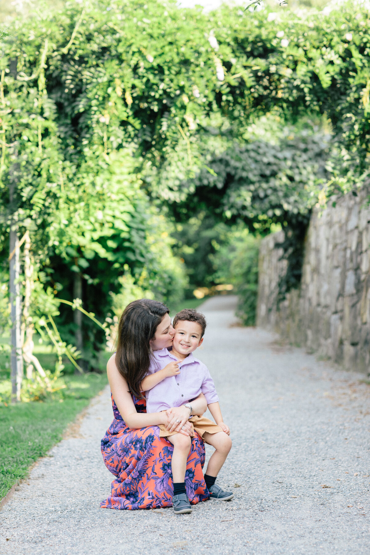 mother with young son at outdoor family photoshoot in new hampshire
