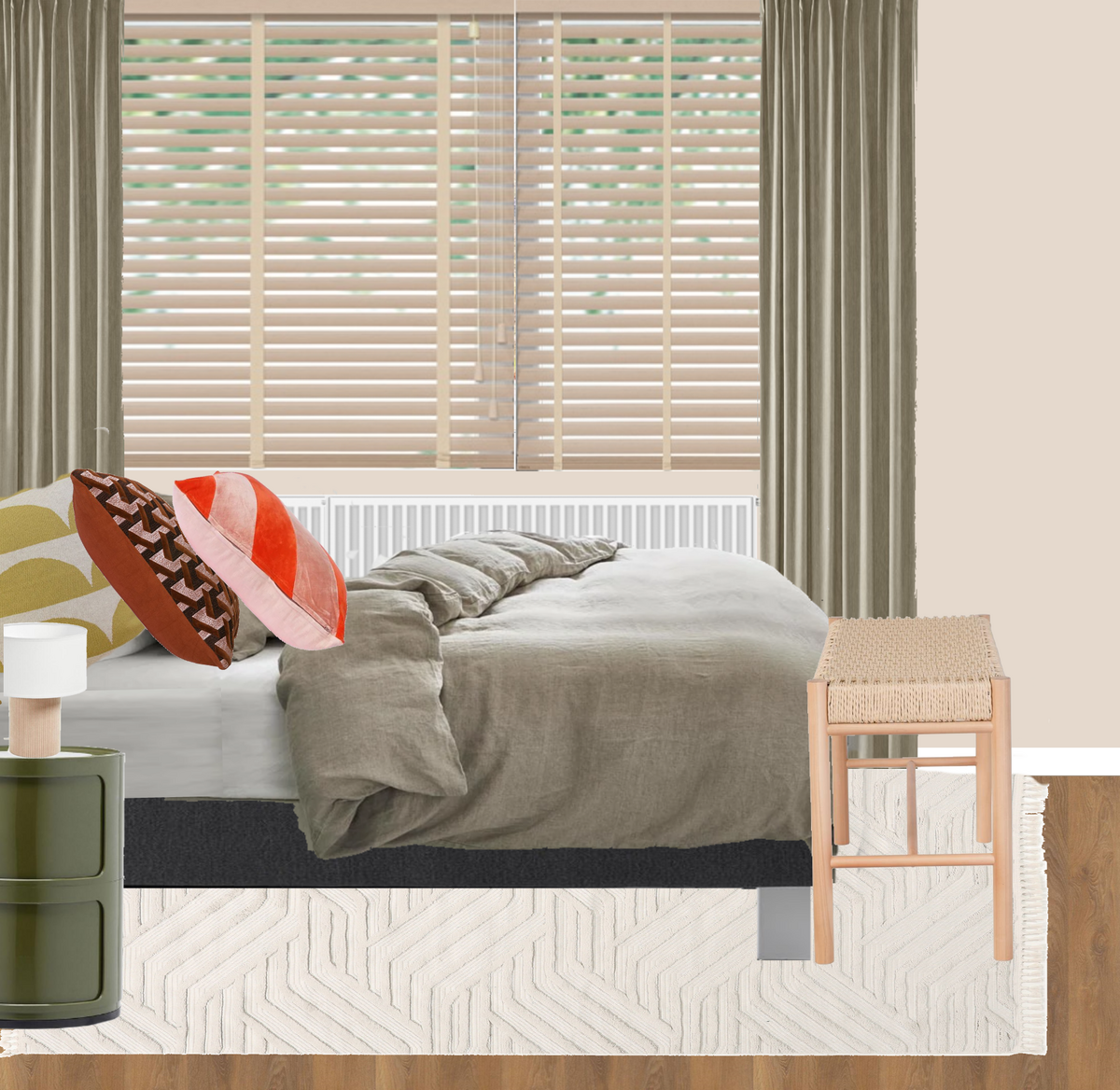 slaapkamer raam muur kartell naturel jaloezieen