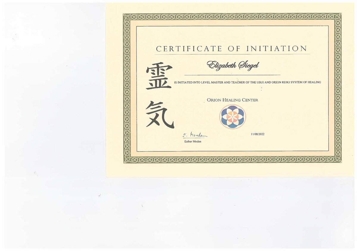 2022 Reiki Master and Teacher Level