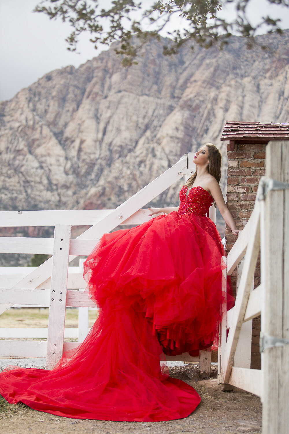 girl in big red dress