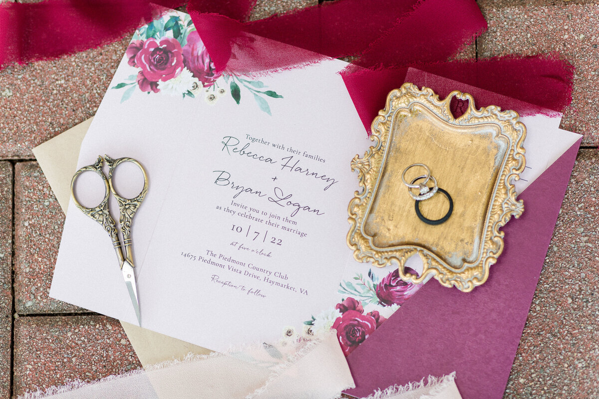 beautiful wedding invitation professional photographer Northern Virginia