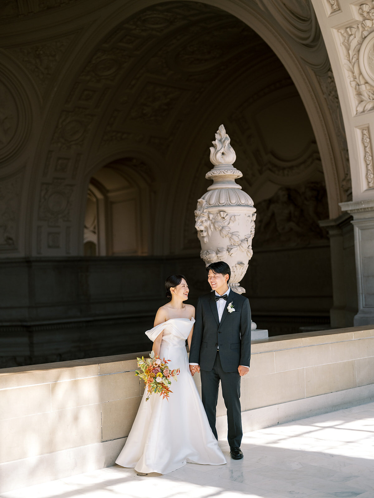 San Francisco City Hall photos Korean couple Bay Area wedding photographer