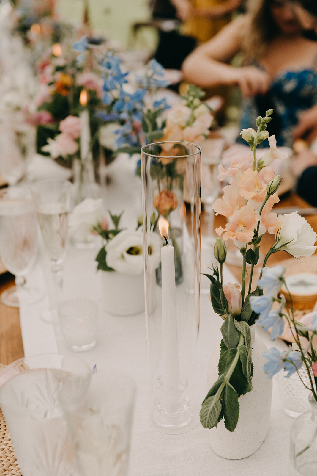 Florals at tablescape at Maine wedding