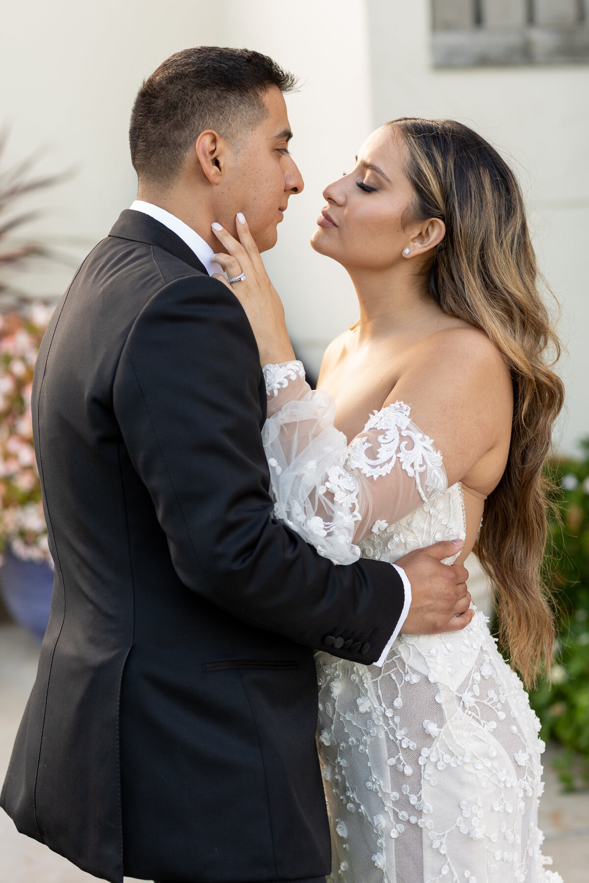 Bride holding the groom