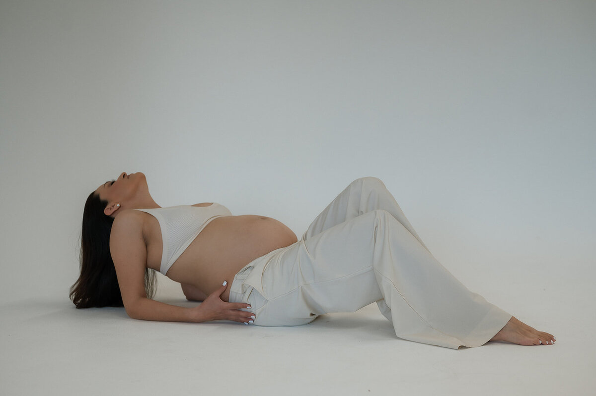 mom in studio during family session