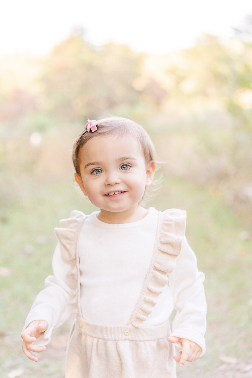 close up of little girl smiling during Ashburn, VA fall minis
