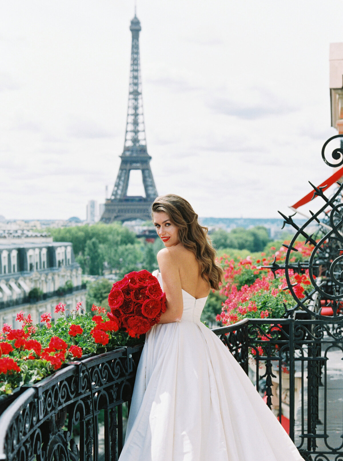 Plaza Athenee Paris Elopement Balcony Eiffel Tower View- Janna Brown Photography