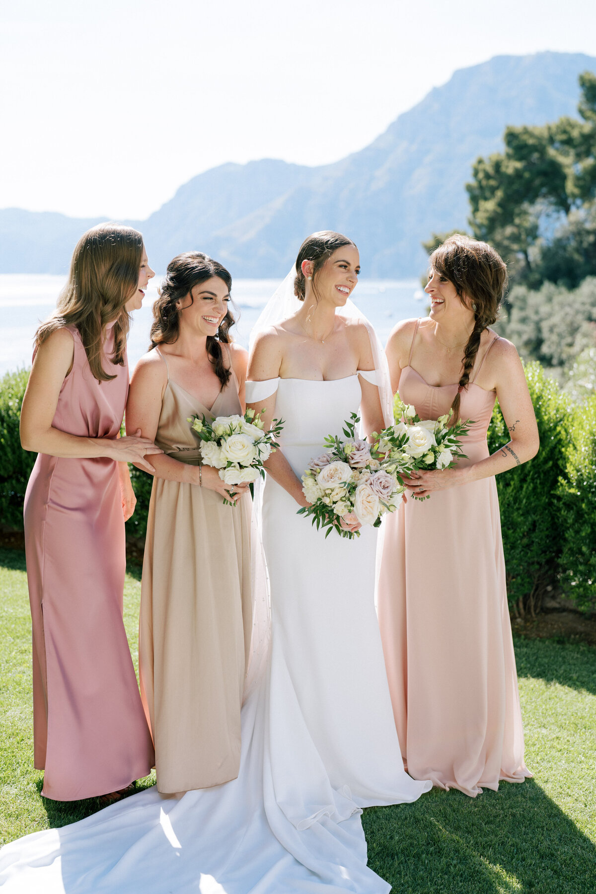 Bridal party in the garden at Amalfi Coast wedding