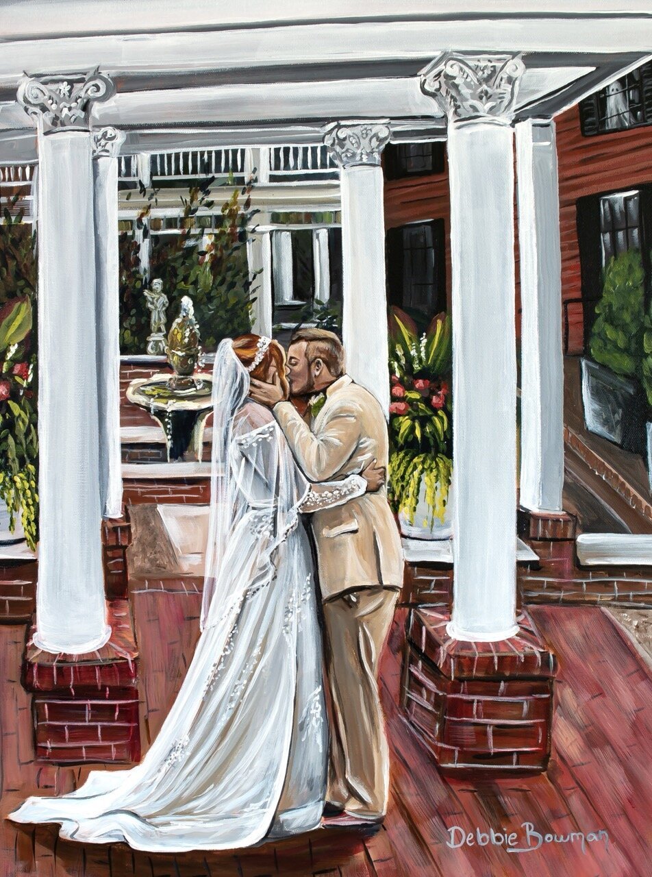 Wedding at Buxton Inn in Ohio, painted by Debbie Bowman Art