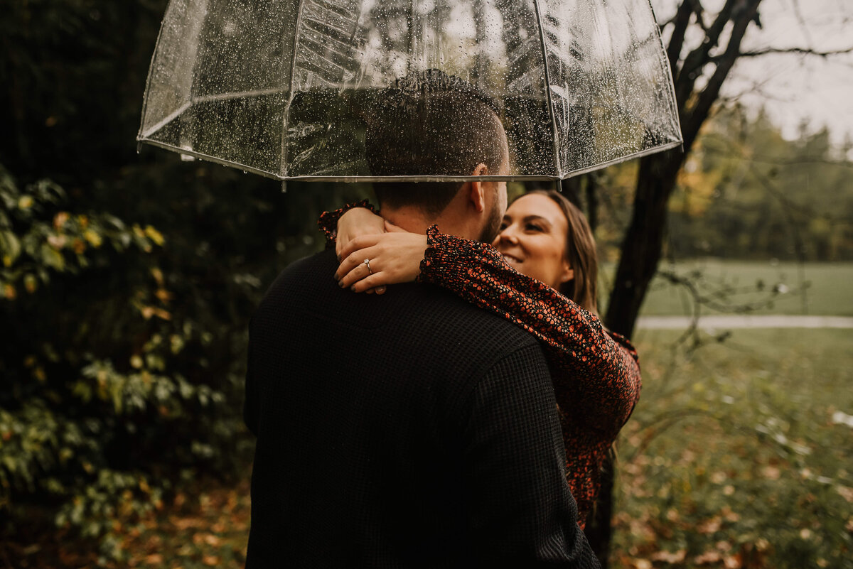 Man and woman under umbrella