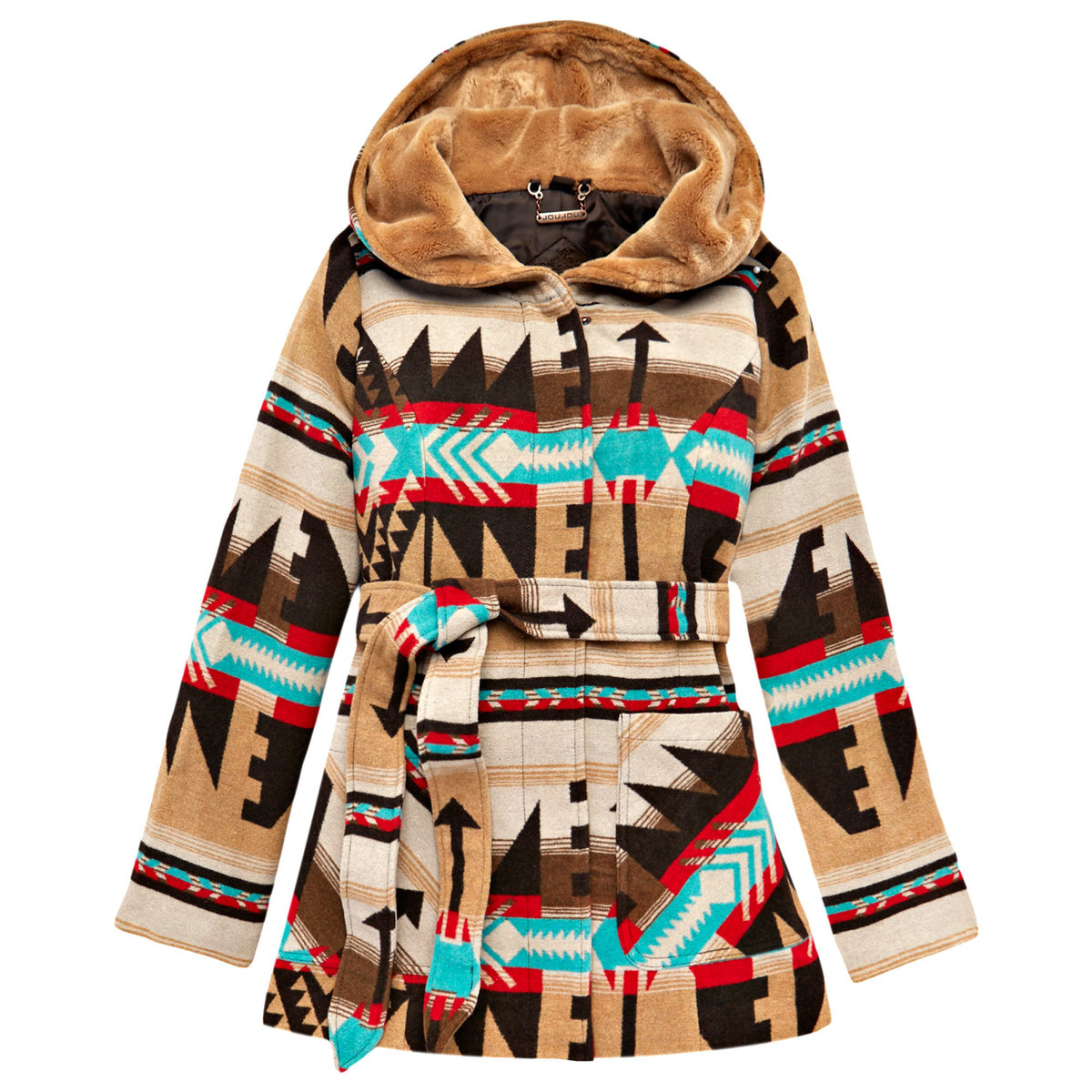 111042590-Aztec Belted Wrap Coat Brown Aztec Small-1