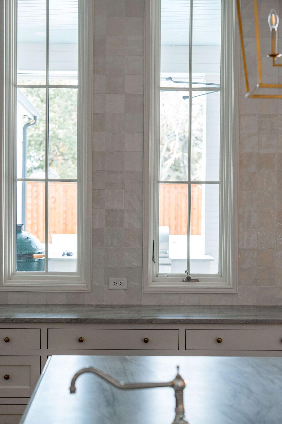 Kitchen window details in high-end custom home