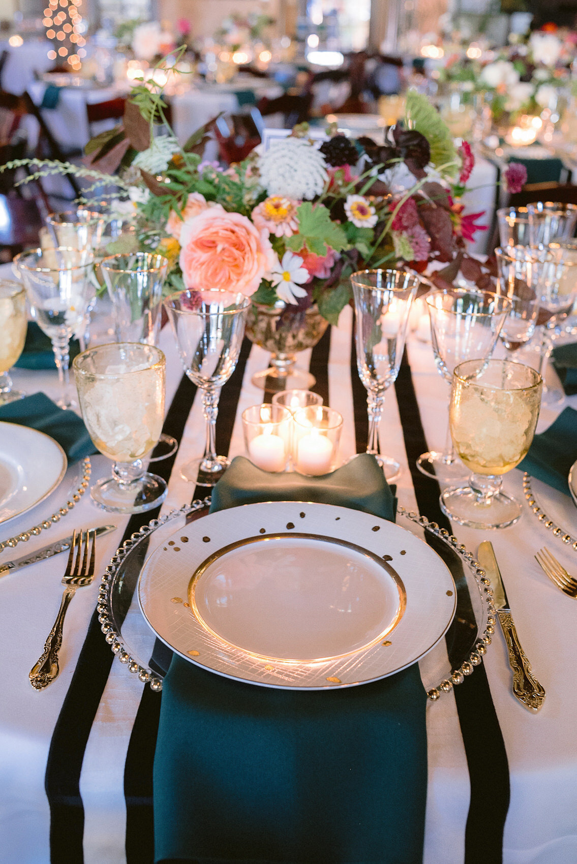 Wedding reception table decor by Kate Whelan Events at Antiquité Maison Privée, Sacramento