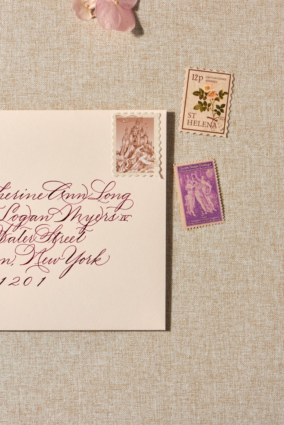 LowcountryPaperCo_Katherine&Bobby_EnvelopeCalligraphy_Stamps