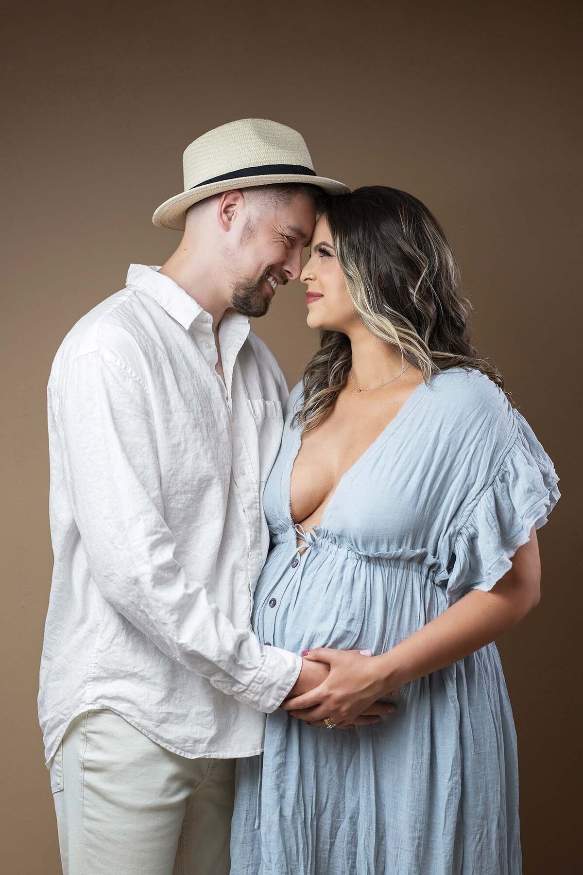 Studio Maternity Family Portrait Simple Boho Modern Couple In Puyallup Lana Stewart Photography