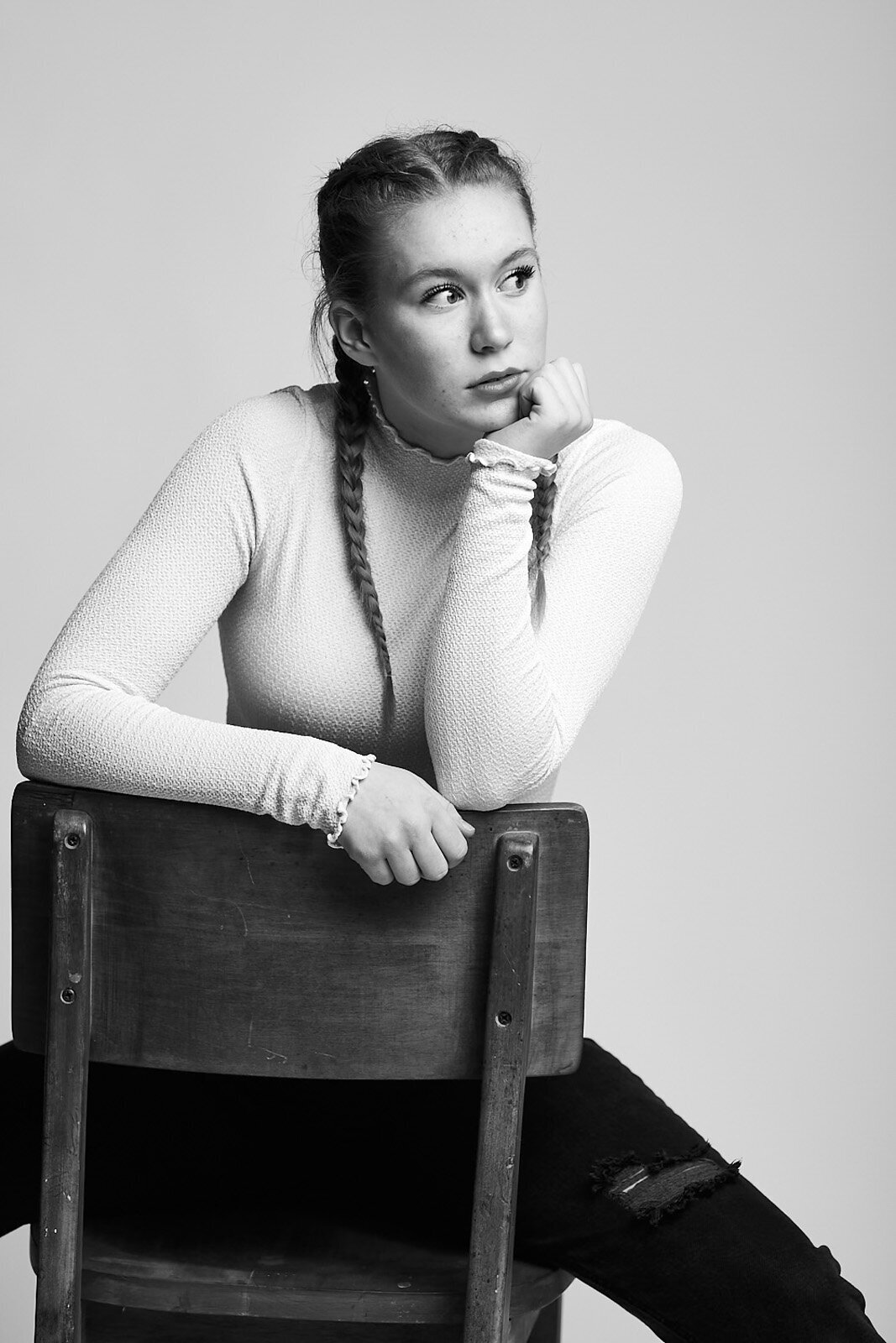 Thoughtful Teen Girl in Monochrome-21