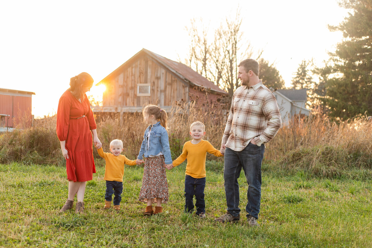 Family Photo in Fall Farm Field