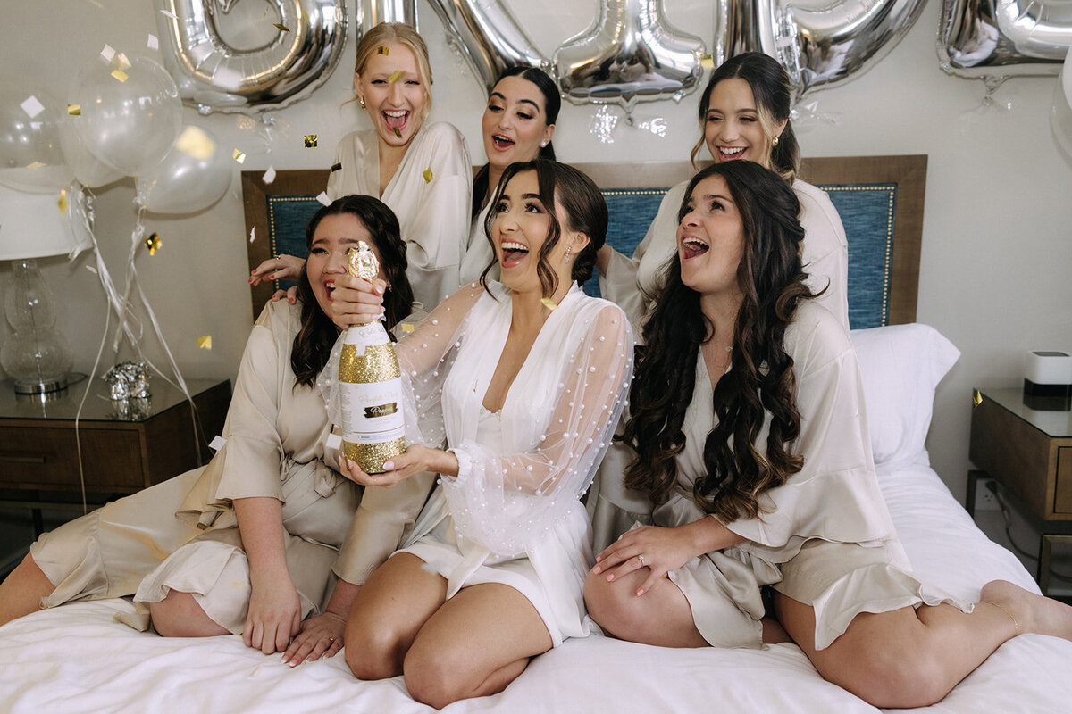 girls getting ready at bella collina weddings & events​
