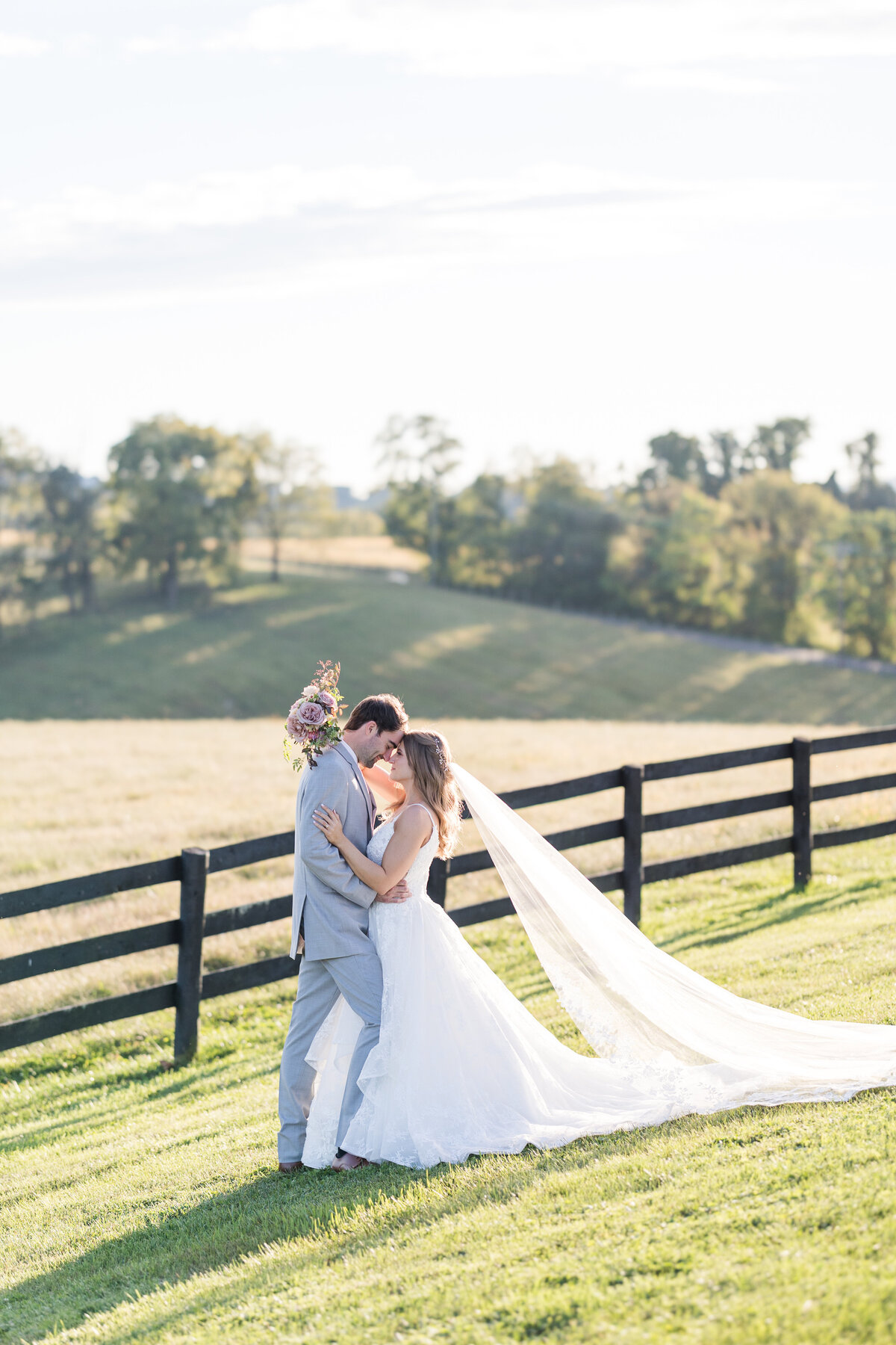 Bride and groom in mountains