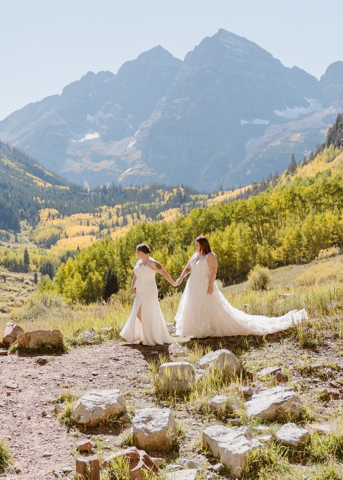LGBTQ+ Couple Eloping at the  Maroon Bells Amphitheater in Aspen, Colorado