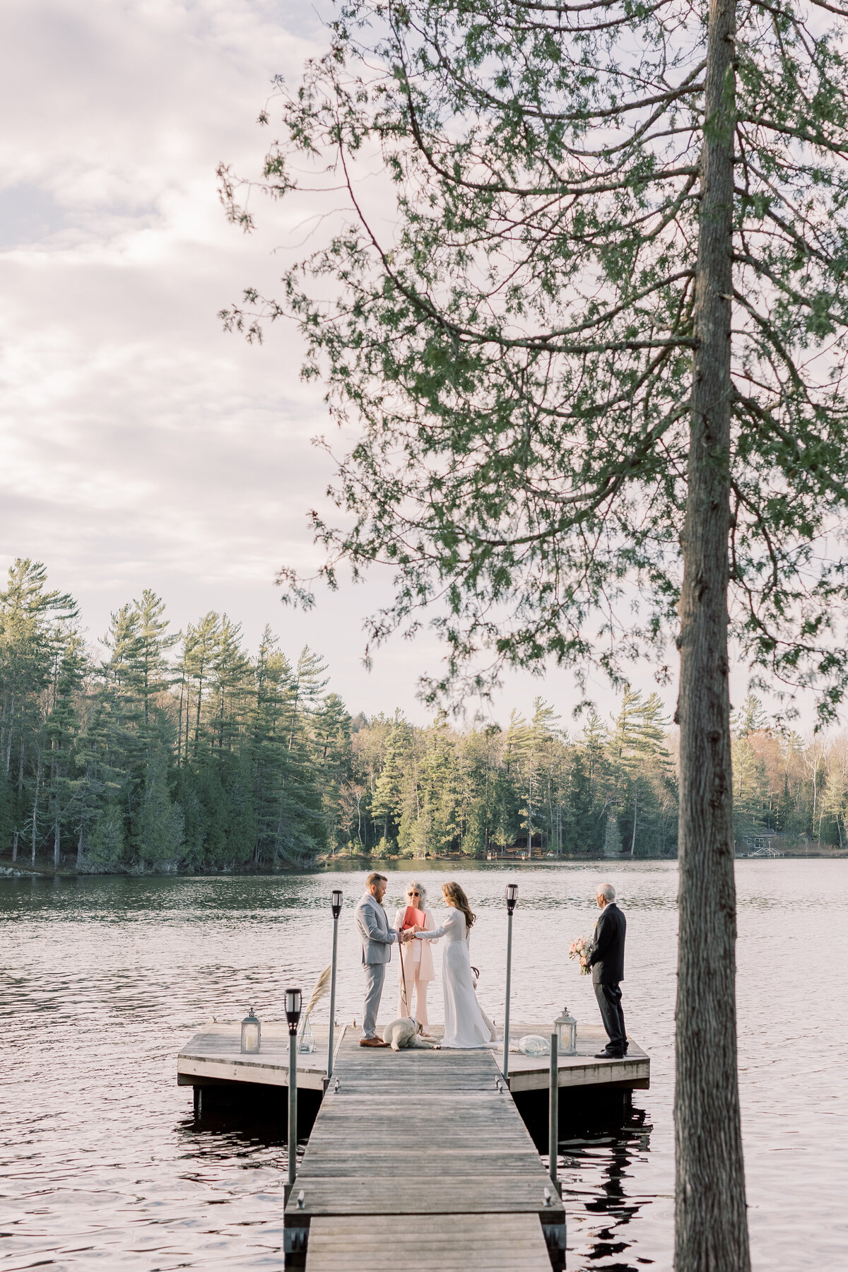 An intimate elopement ceremony on Saranac Lake