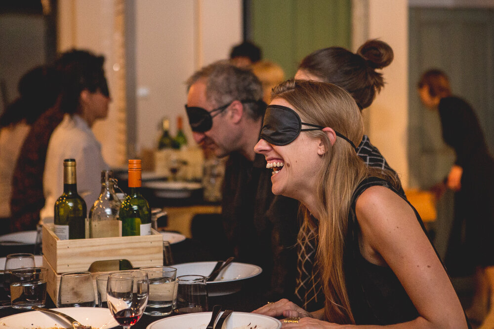 blindfold laughter