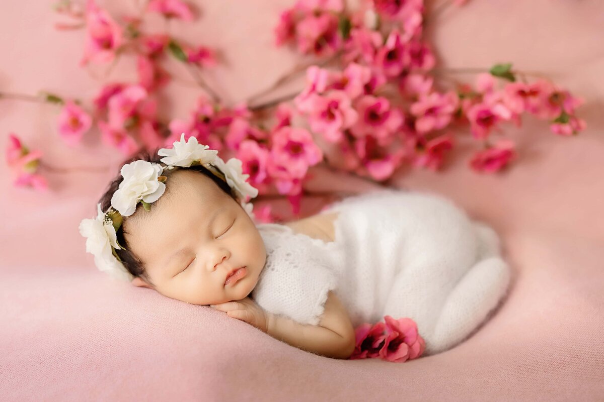 Cherry Blossom Newborn Photoshoot Seattle