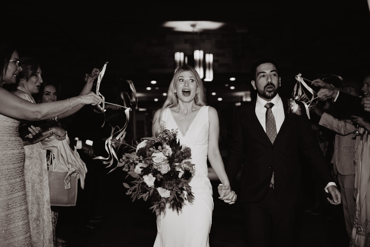 Photographers Jackson Hole capture bride and groom exit