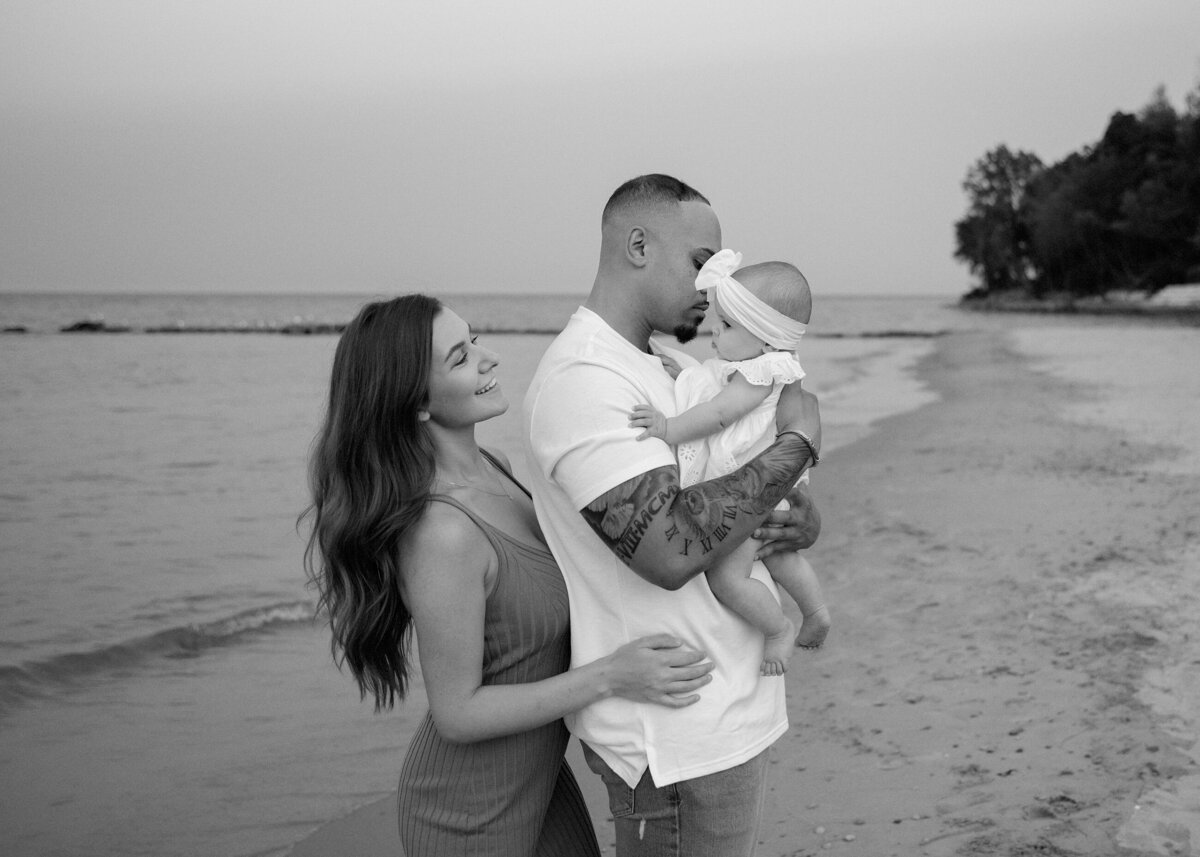 Holding Family Baby at Beach Milwaukee